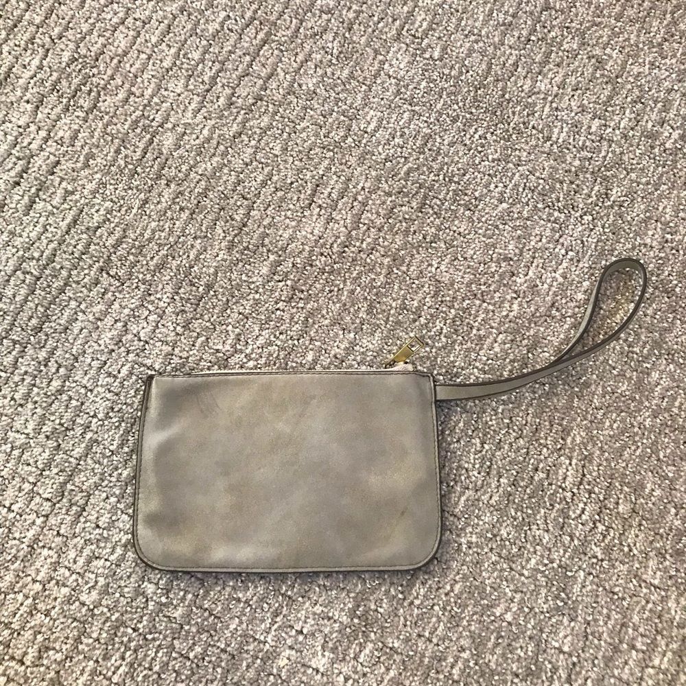 GREY LEATHER PURSE MADE IN ITALY